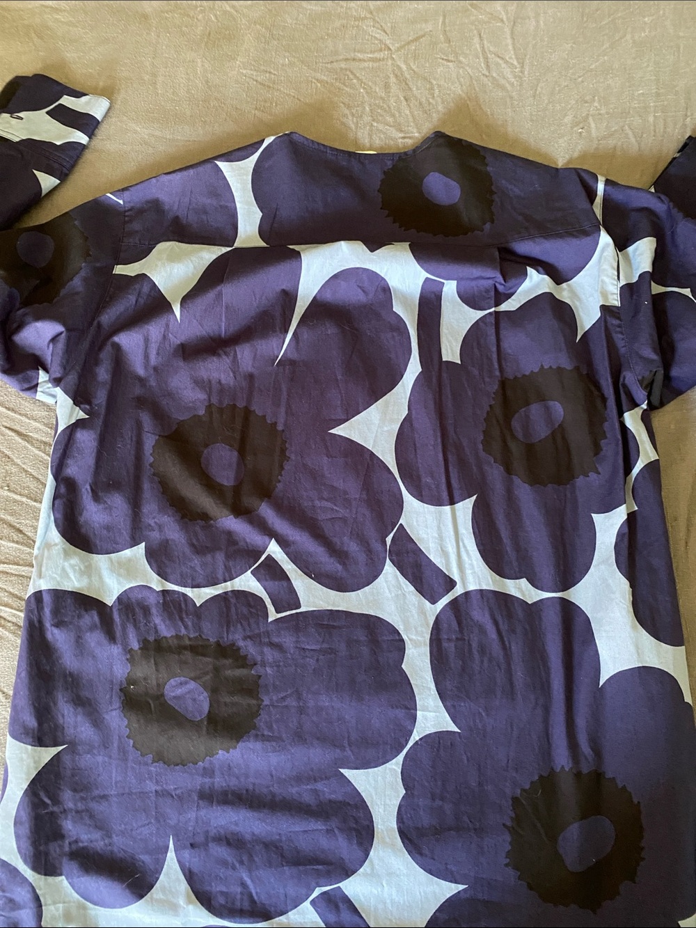 Marimekko Navy and Light Blue Unikko Floral Shift Dress - Picture 6 of 6